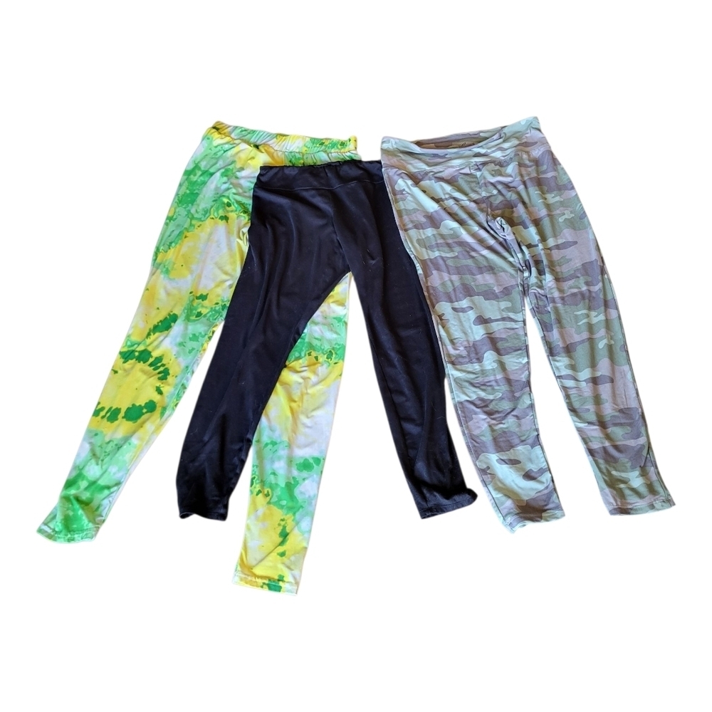 Fun Women's Plus-Size Leggings Set - Green/Yellow, Black, Green/Gray - Size 1X